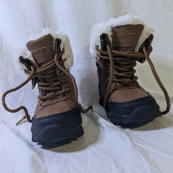 Nautica Brown and Black Kids Snow Boots - Picture 3 of 9